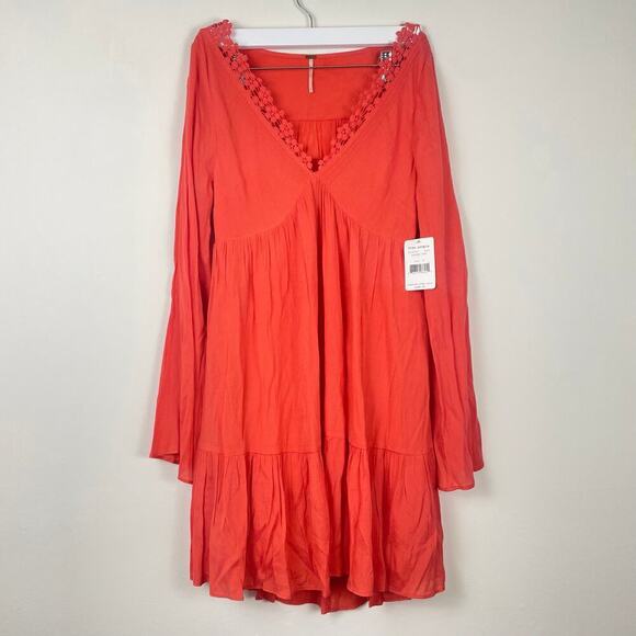 Free people gentle dreamer dress short v neck cut out back size medium - Picture 3 of 10